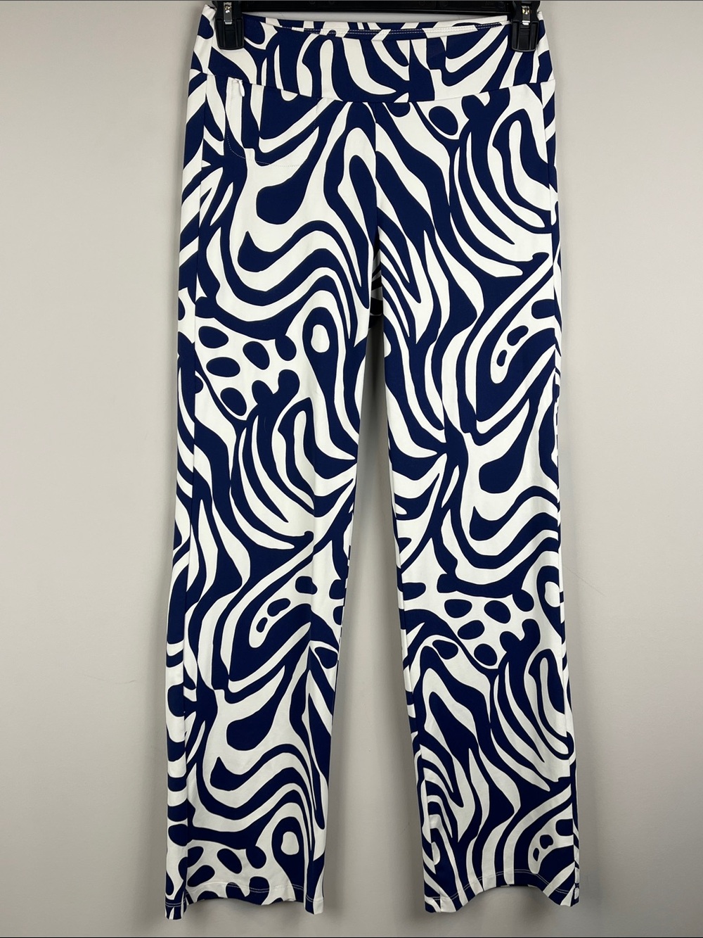J. McLaughlin Wide Leg Catalina Cloth Navy Cream Abstract Print Size XS